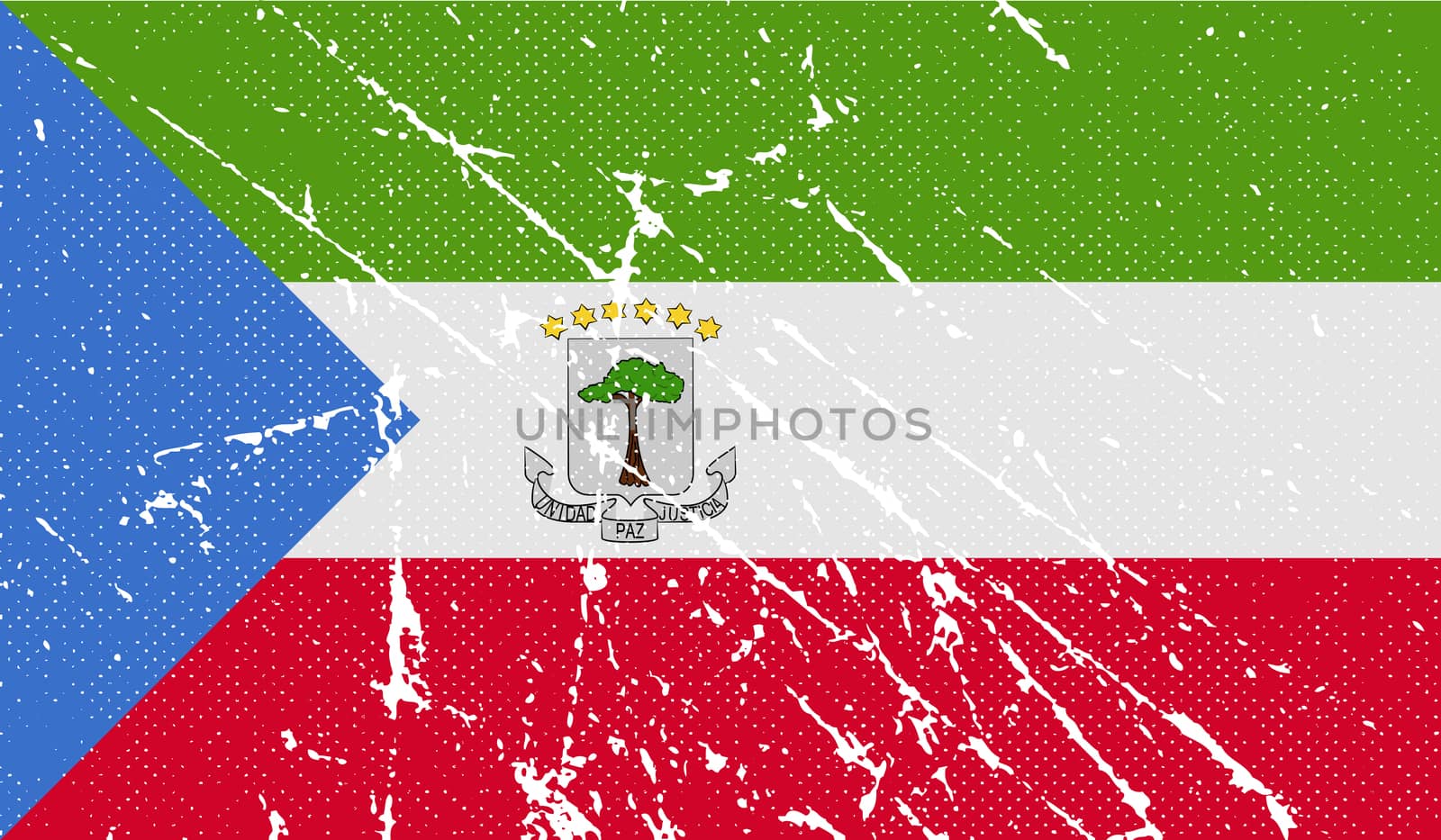 Flag of Equatorial Guinea with old texture.  illustration