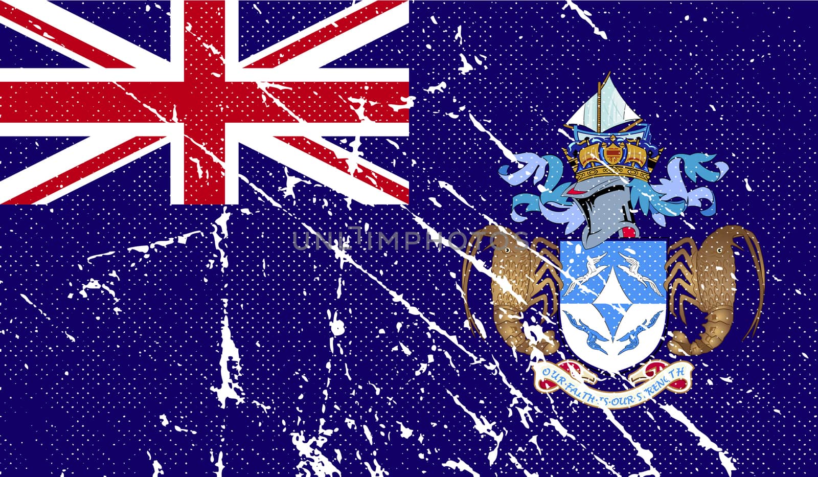 Flag of Tristan da Cunha with old texture.  illustration