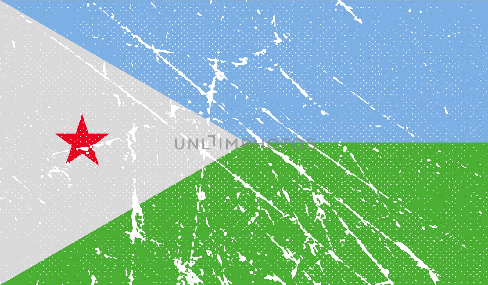 Flag of Djibouti with old texture.  illustration