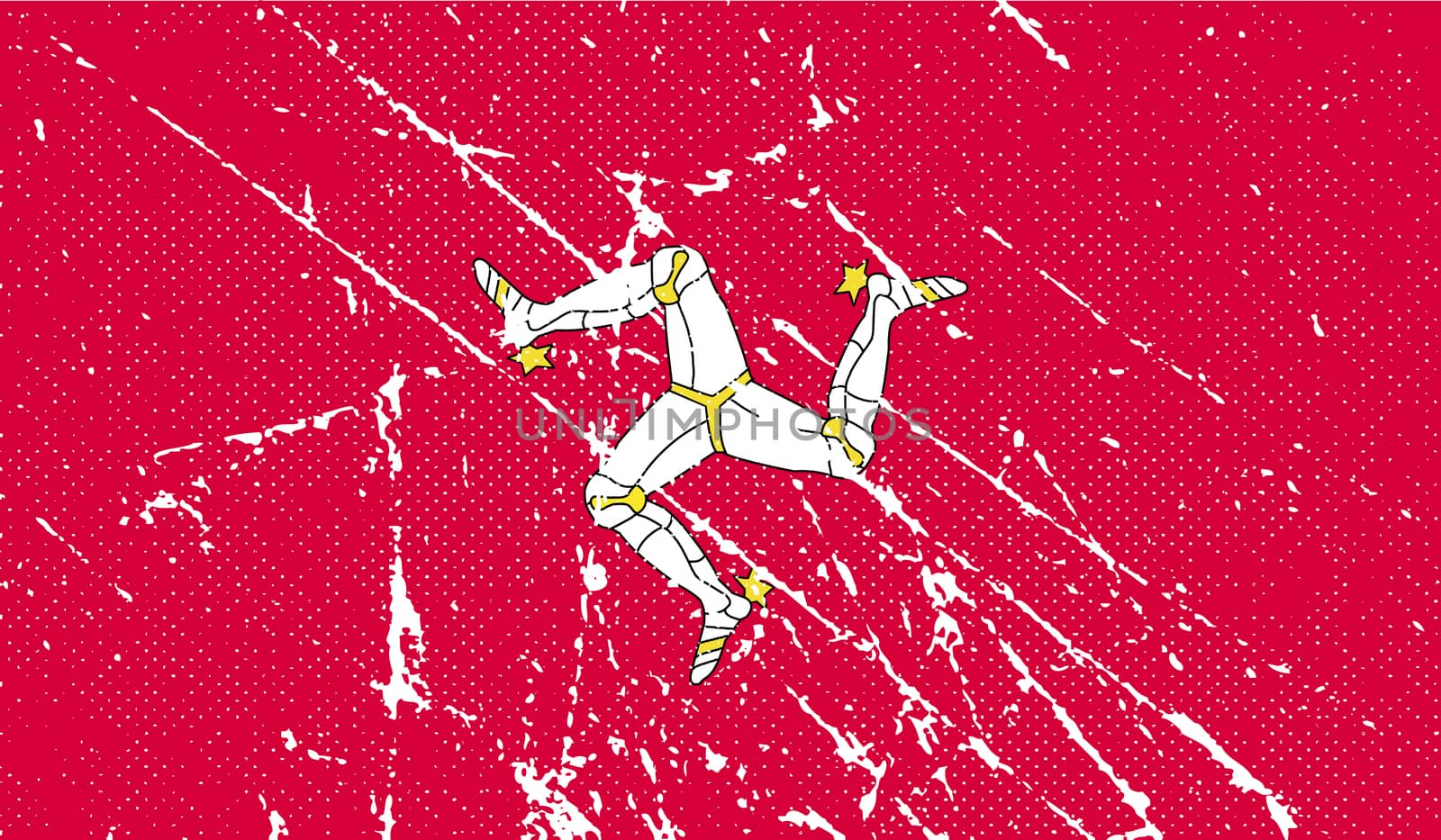 Flag of Isle of man with old texture.  illustration