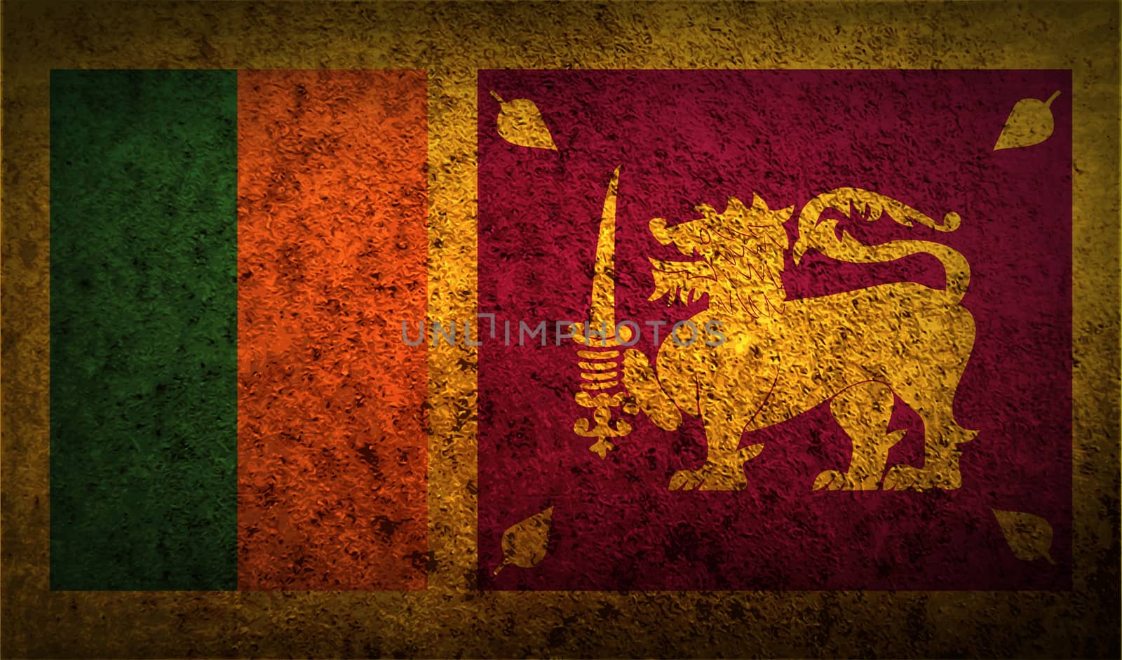 Flag of Sri Lanka with old texture.  illustration