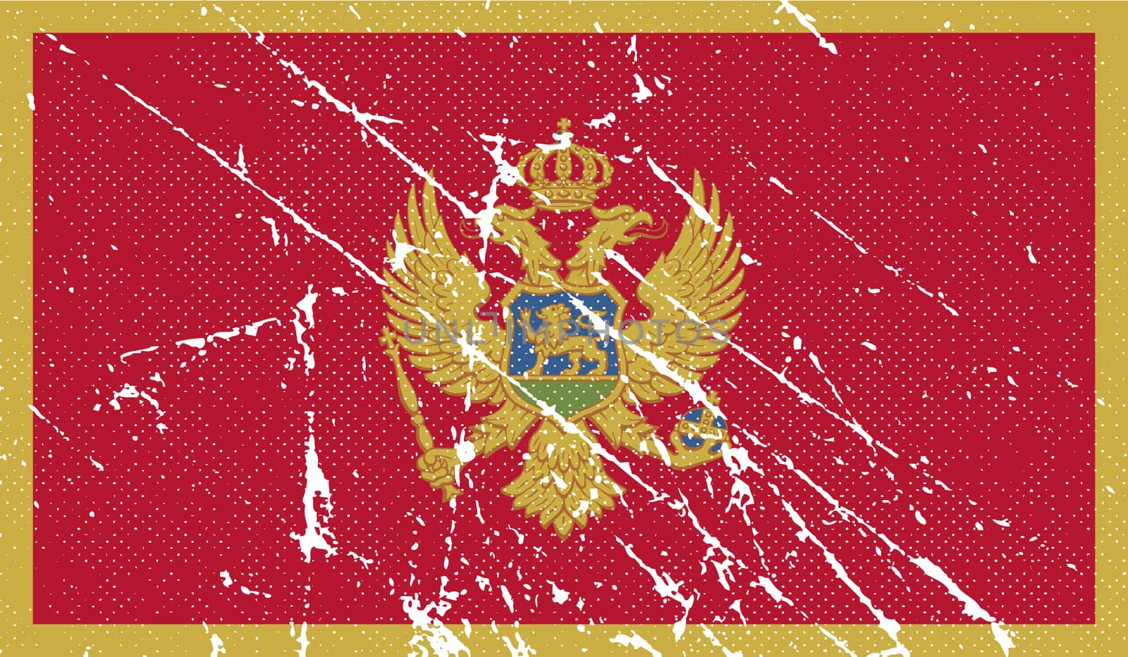 Flag of Montenegro with old texture.  illustration