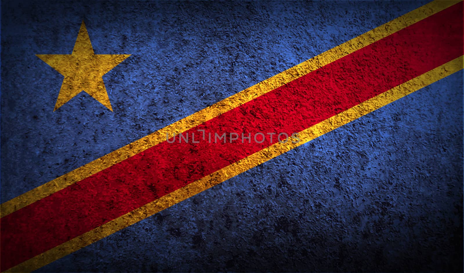 Flag of Congo Democratic Republic with old texture.  by serhii_lohvyniuk