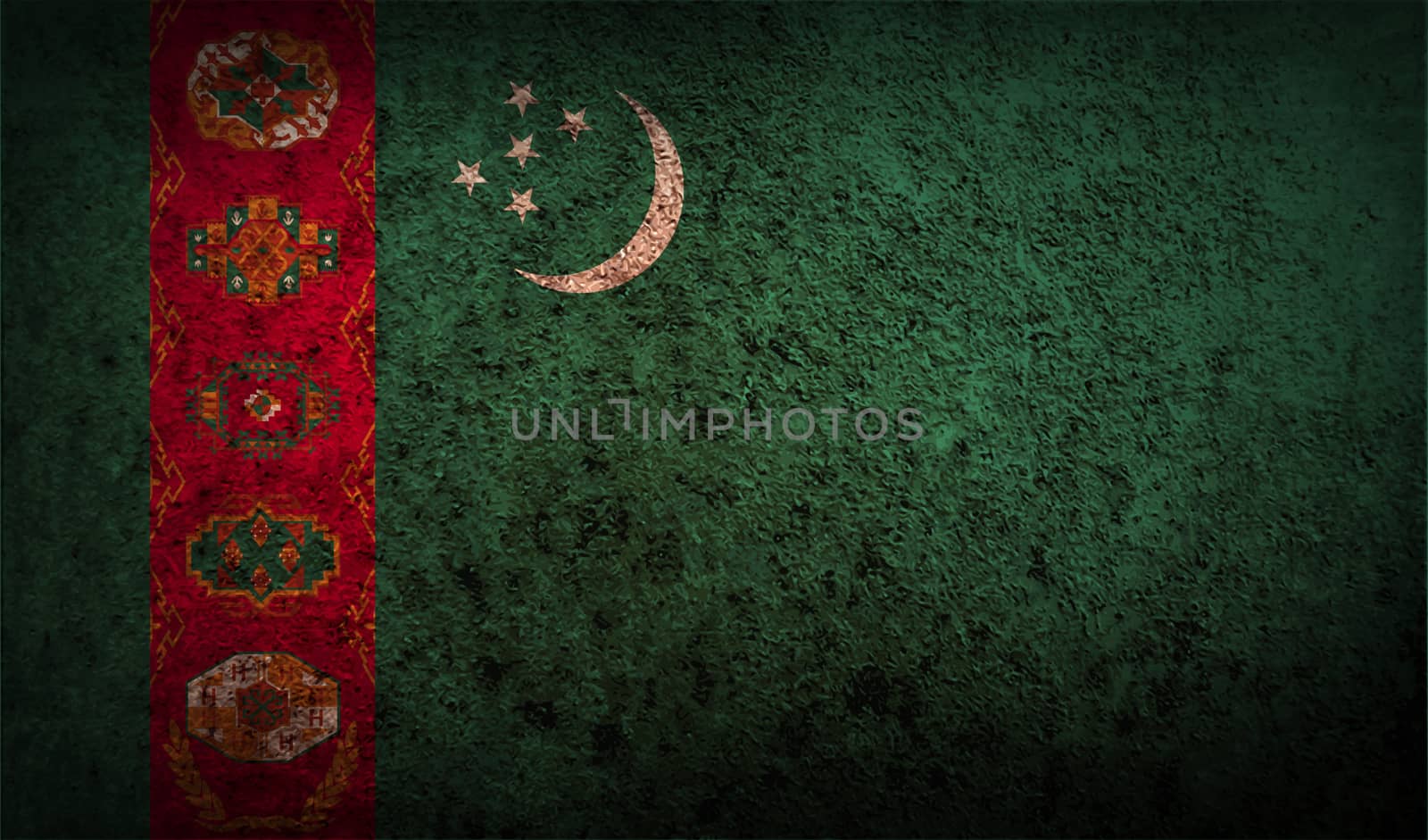 Flag of Turkmenistan with old texture.  by serhii_lohvyniuk