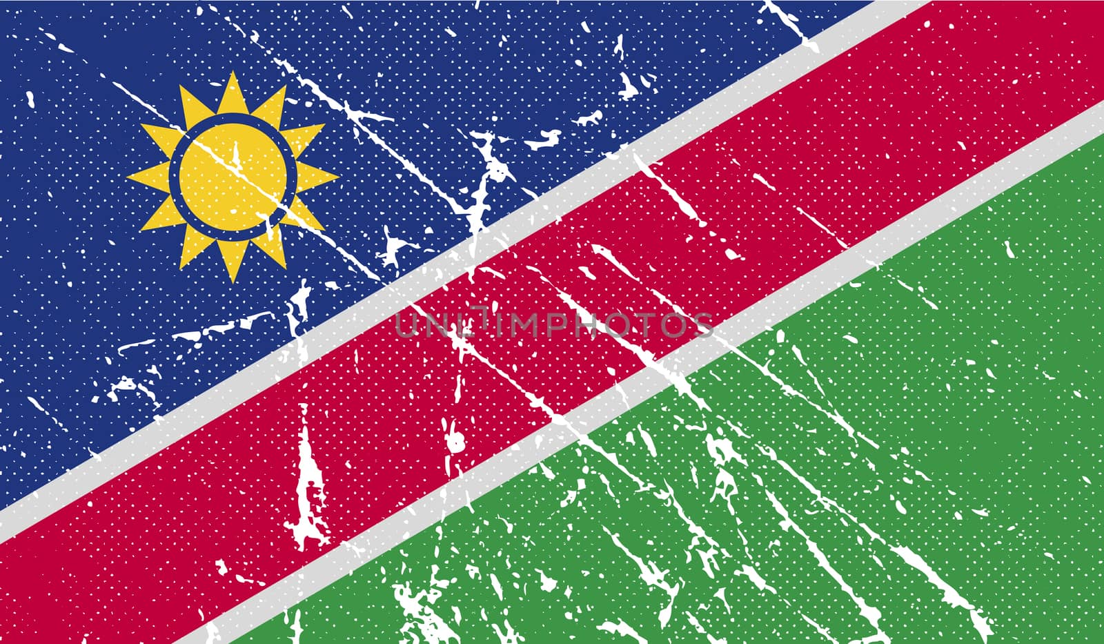 Flag of Namibia with old texture.  illustration