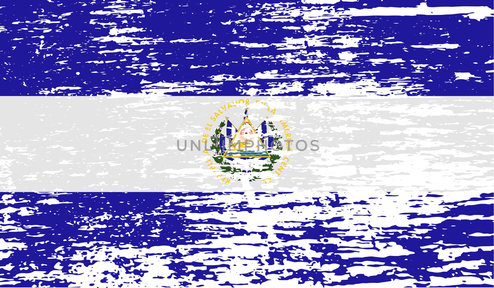 Flag of El Salvador with old texture.  illustration