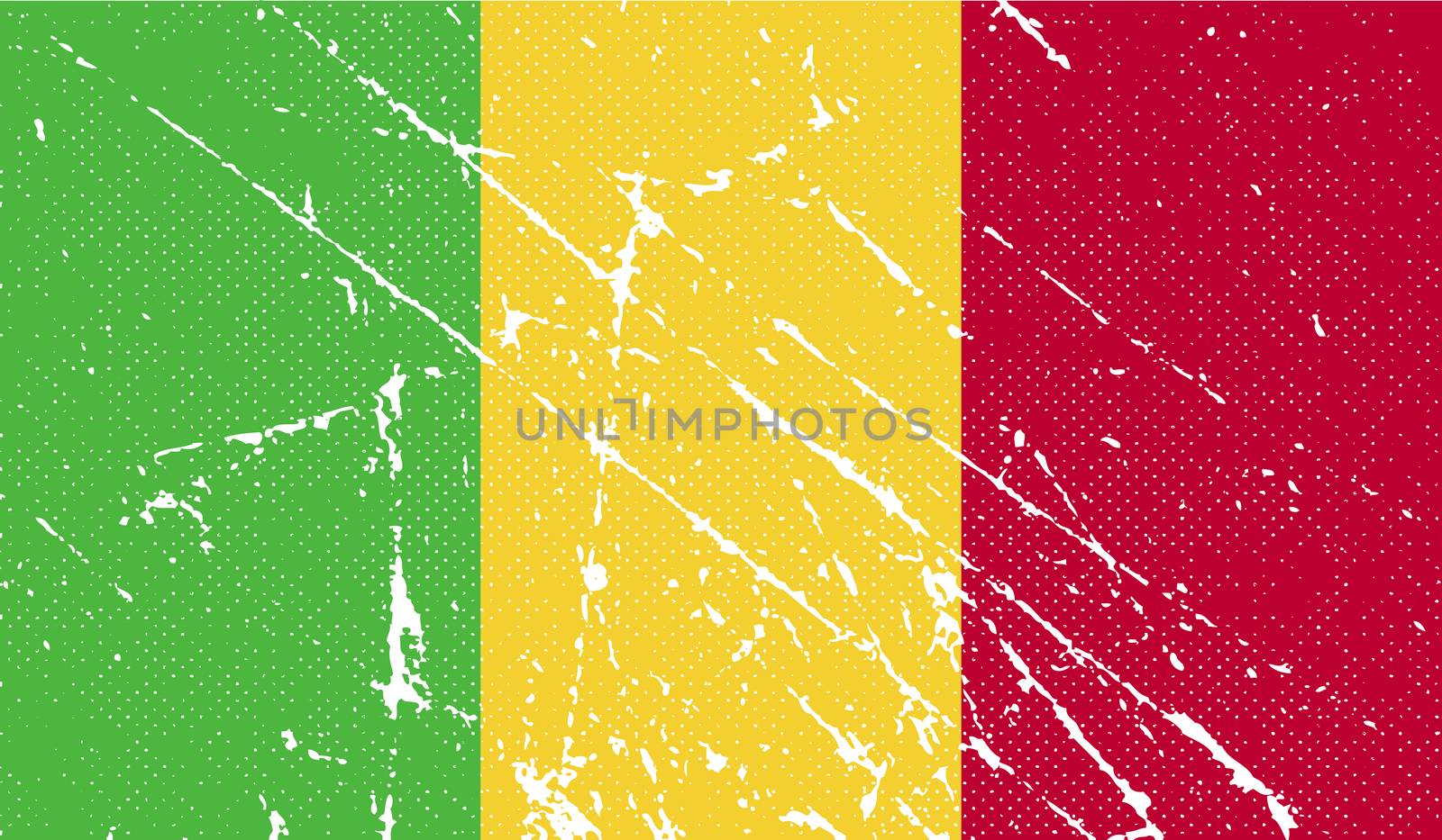 Flag of Mali with old texture.  illustration