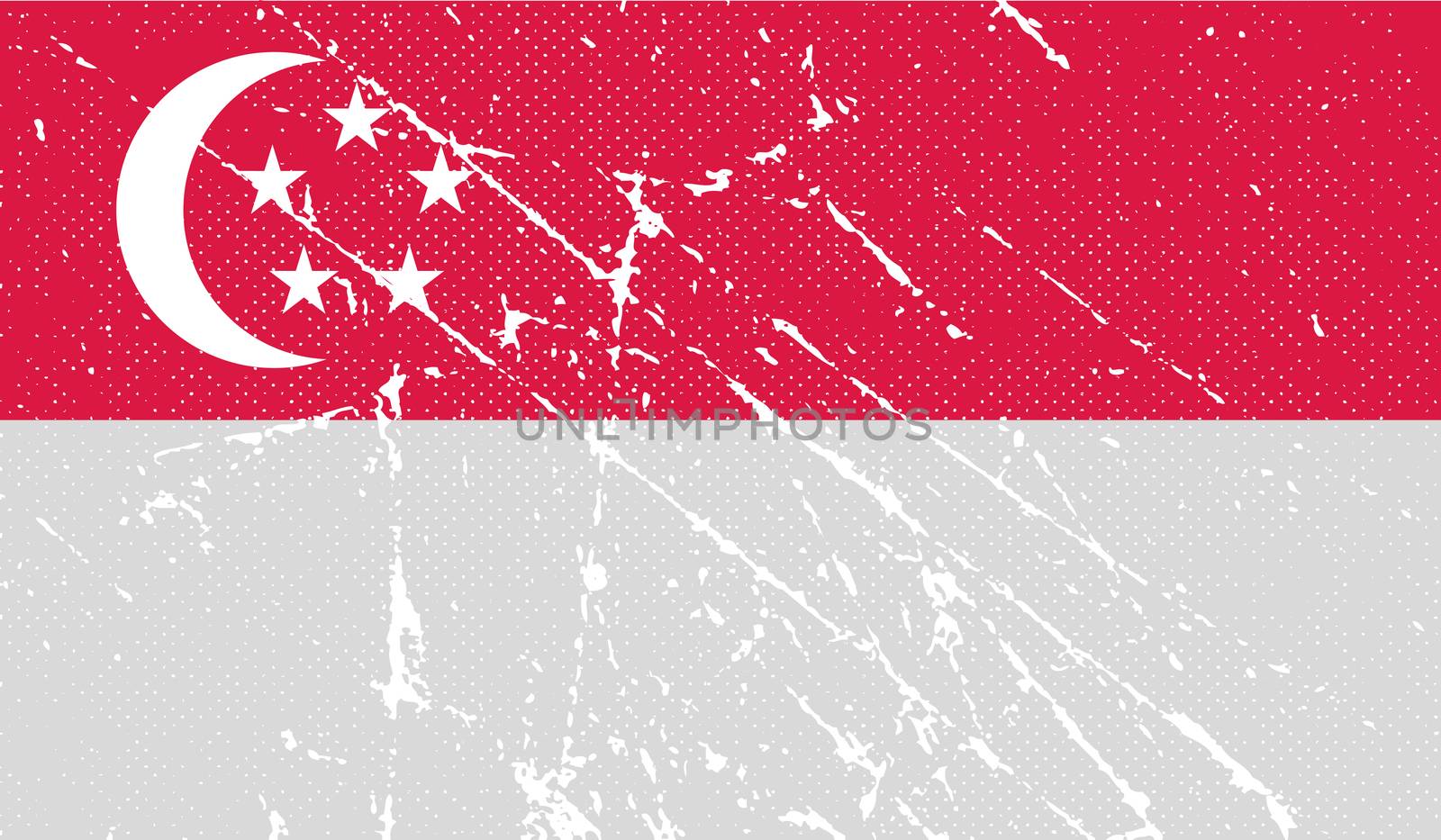 Flag Republic of Singapore with old texture.  illustration