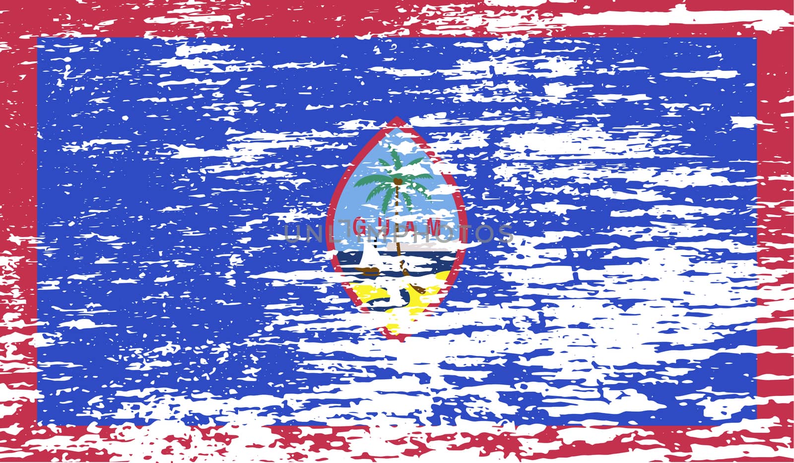 Flag of Guam with old texture.  illustration