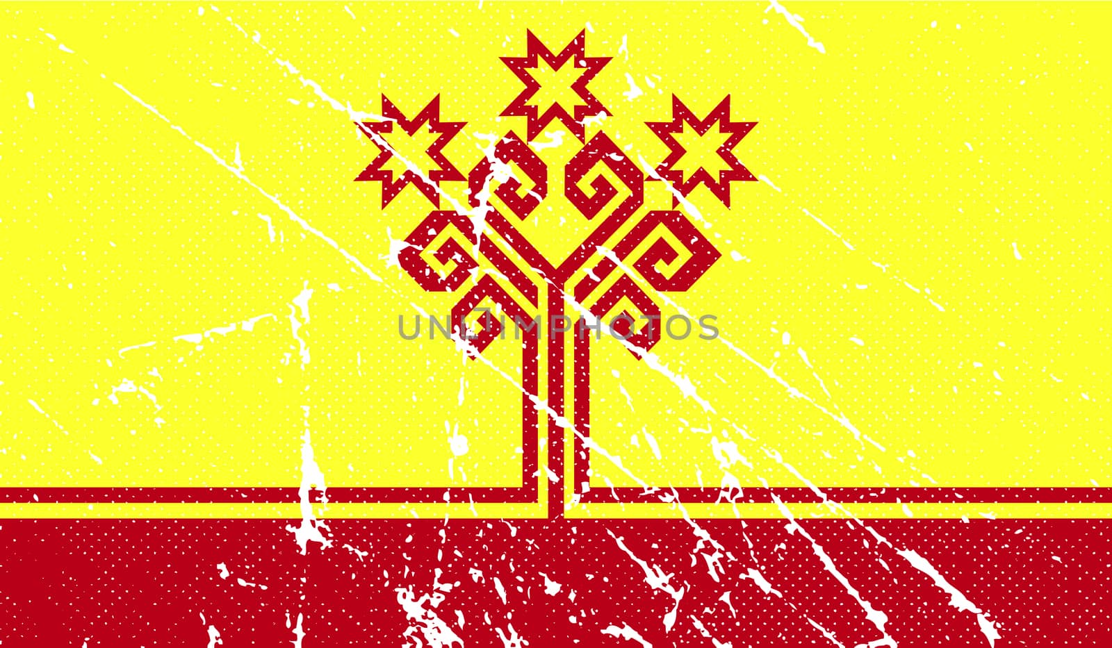 Flag of Chuvashia with old texture.  illustration