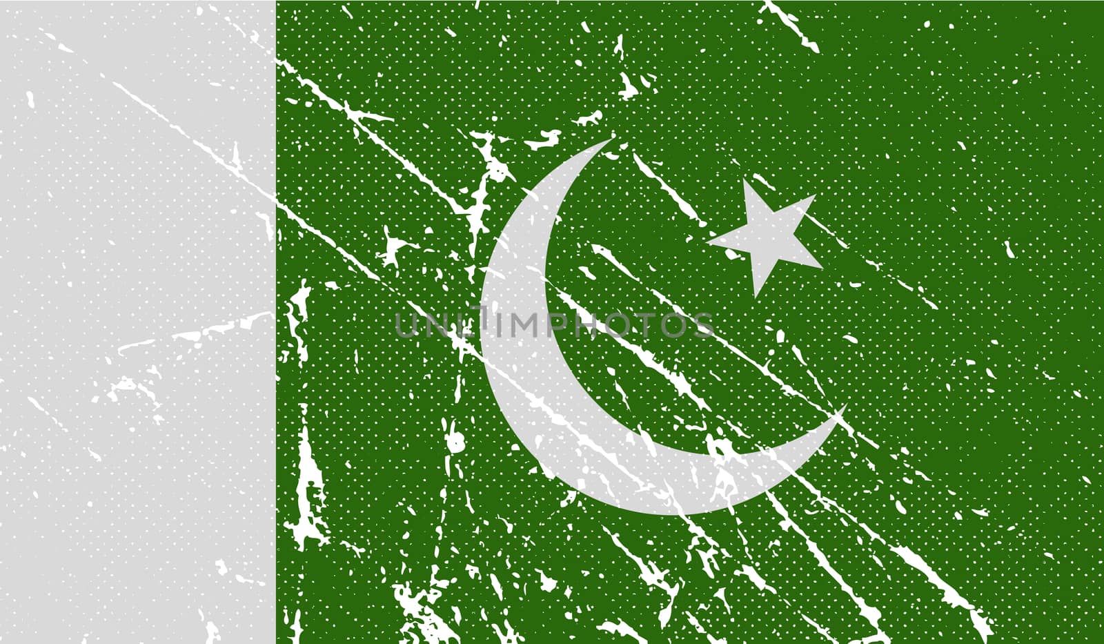 Flag of Pakistan with old texture.  illustration