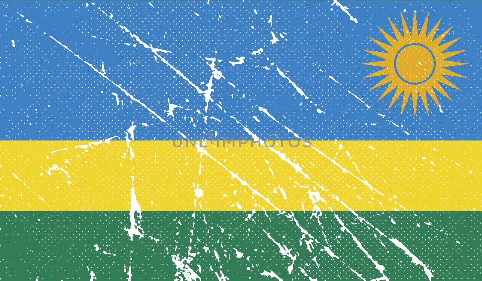 Flag of Rwanda with old texture.  illustration
