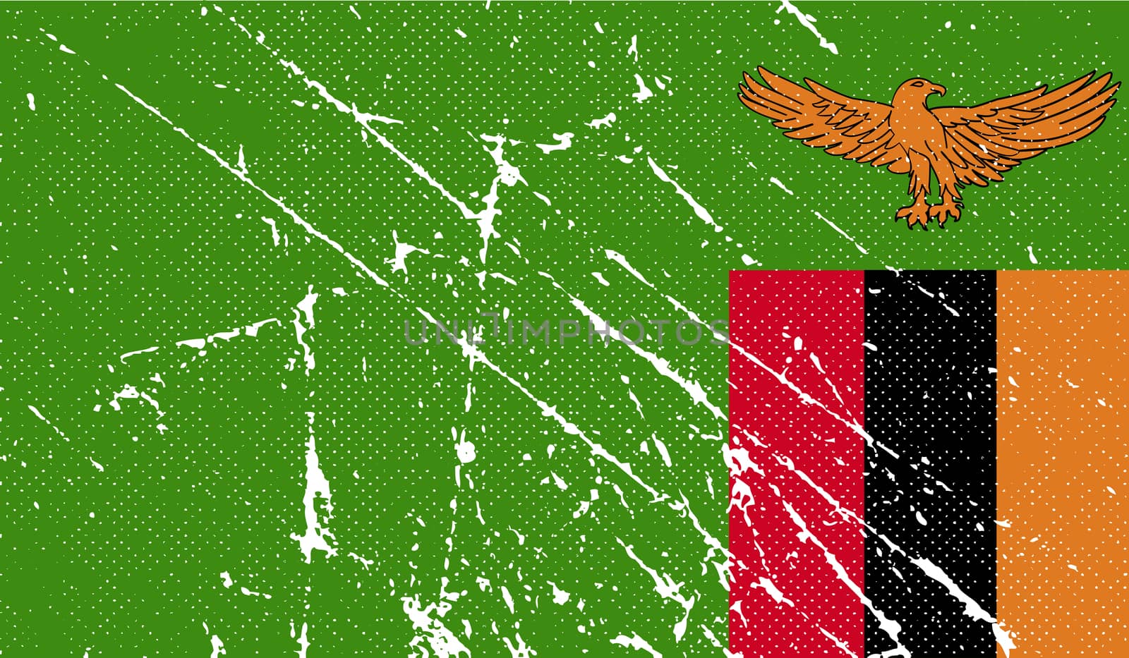 Flag of Zambia with old texture.  by serhii_lohvyniuk