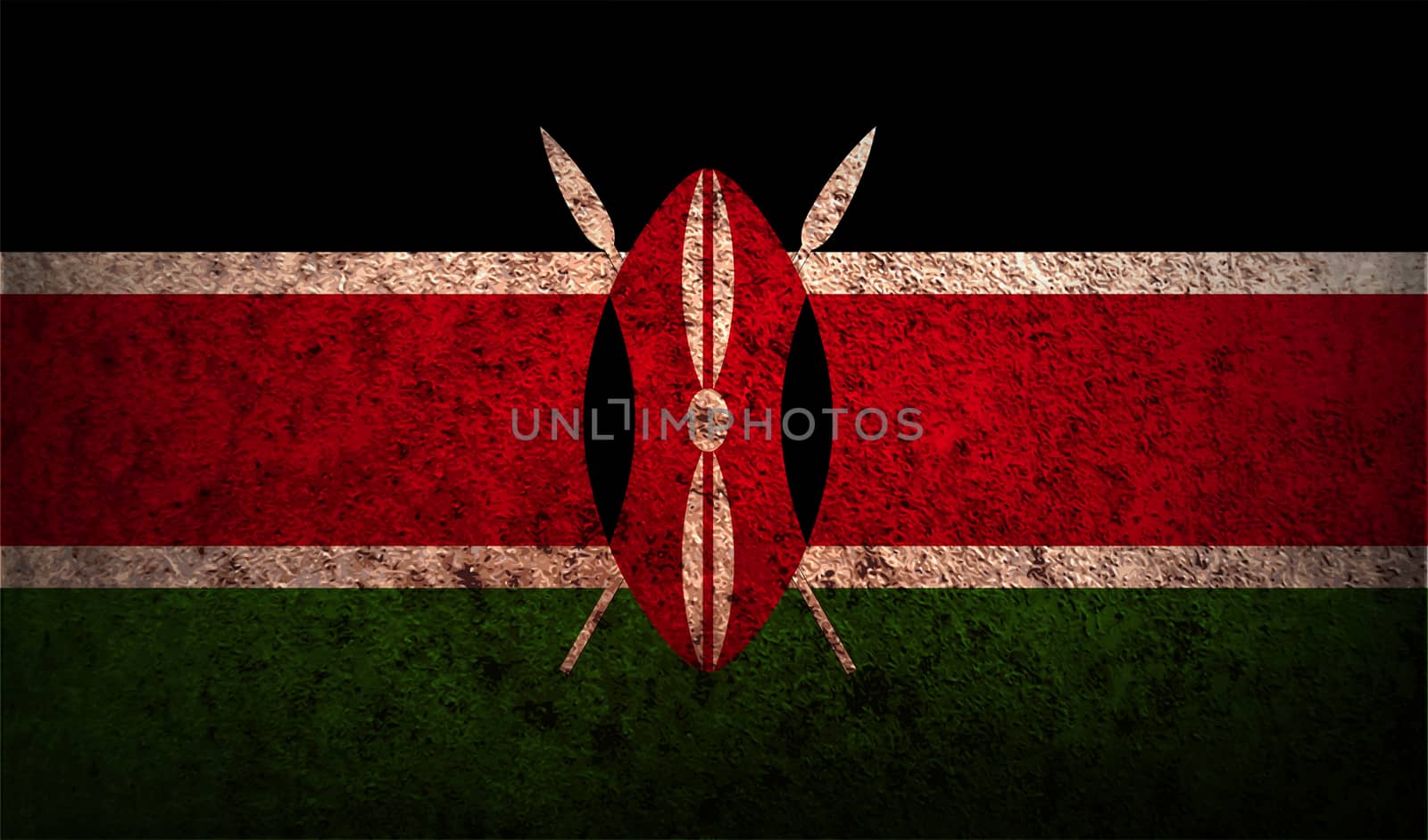 Flag of Kenya with old texture.  by serhii_lohvyniuk