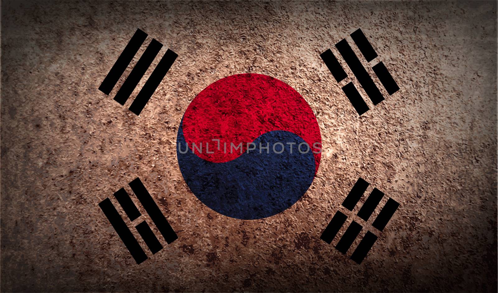 Flag of South Korea with old texture.  illustration