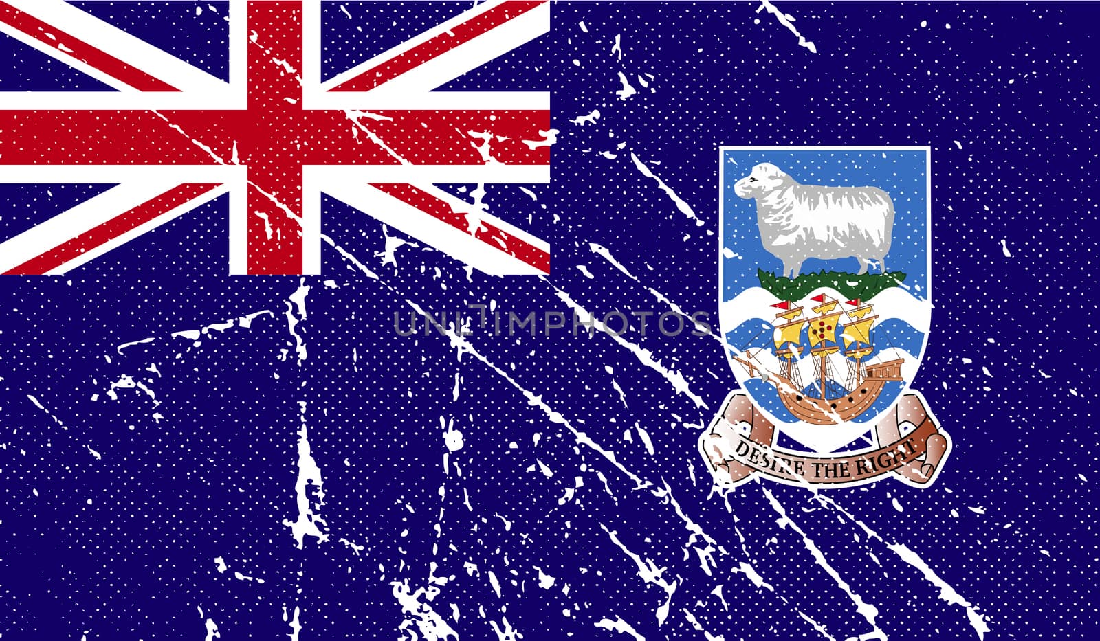 Flag of Falkland Islands with old texture.  illustration