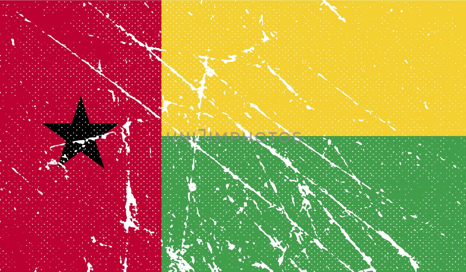 Flag of Guinea-Bissau with old texture.  illustration