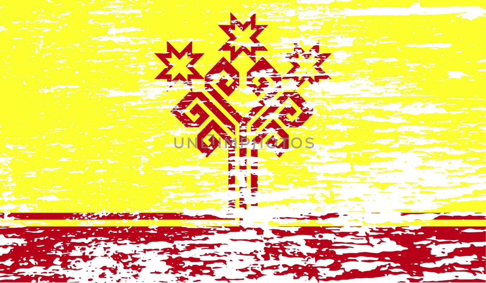 Flag of Chuvashia with old texture.  illustration