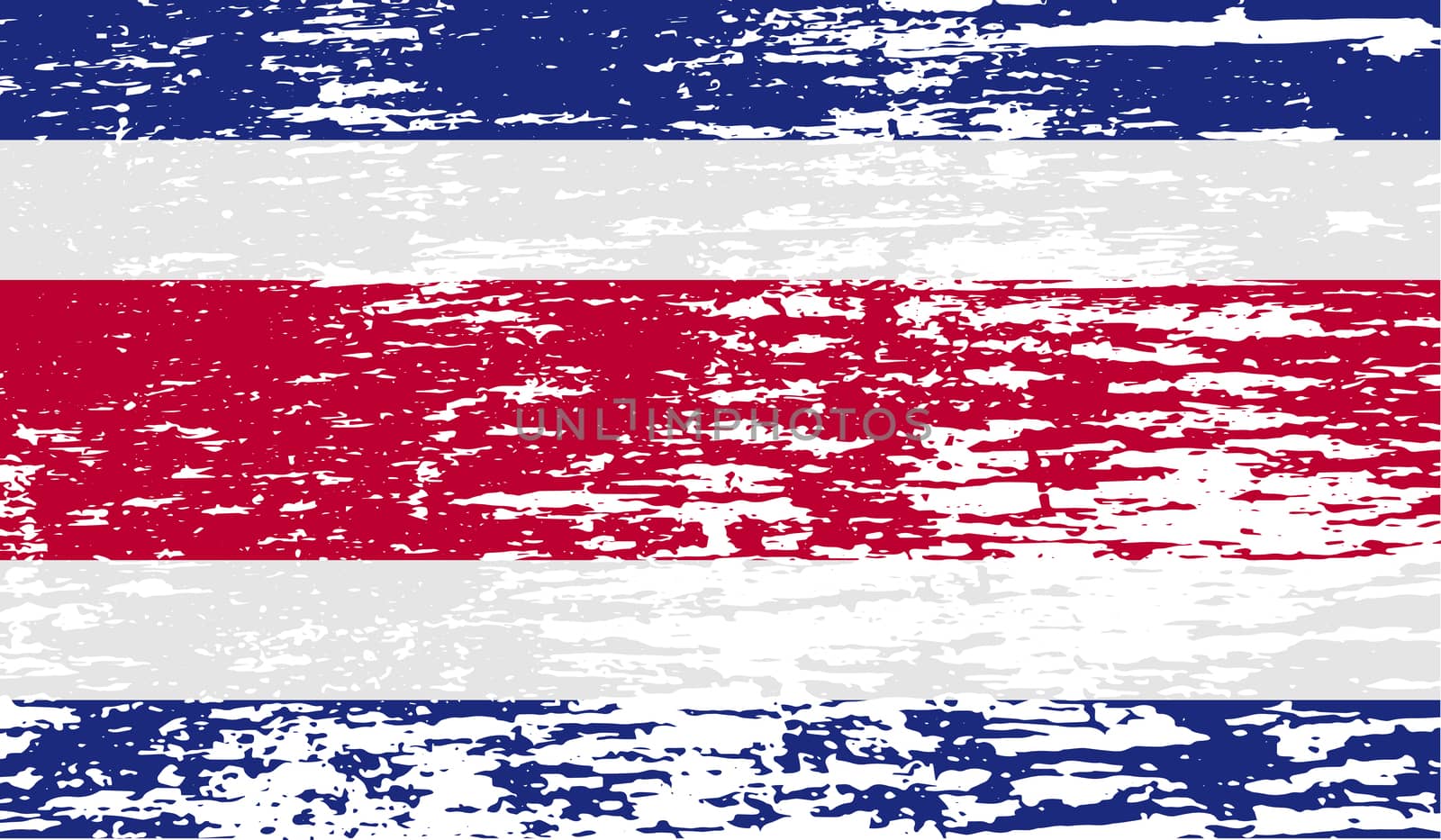 Flag of Costa Rica with old texture.  illustration