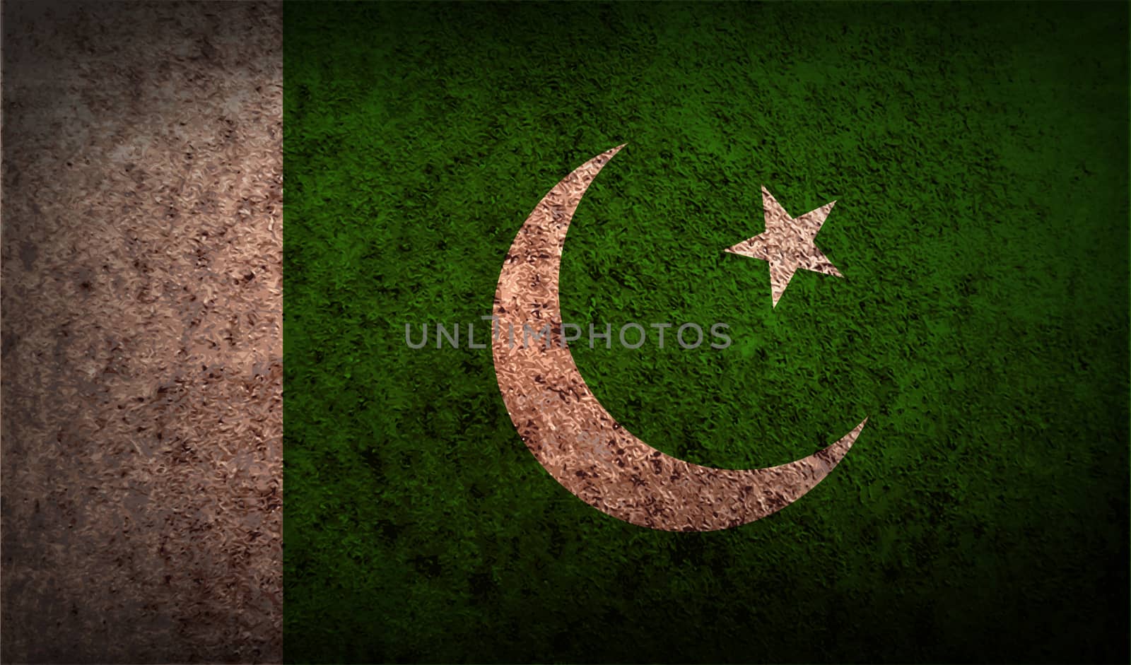 Flag of Pakistan with old texture.  by serhii_lohvyniuk