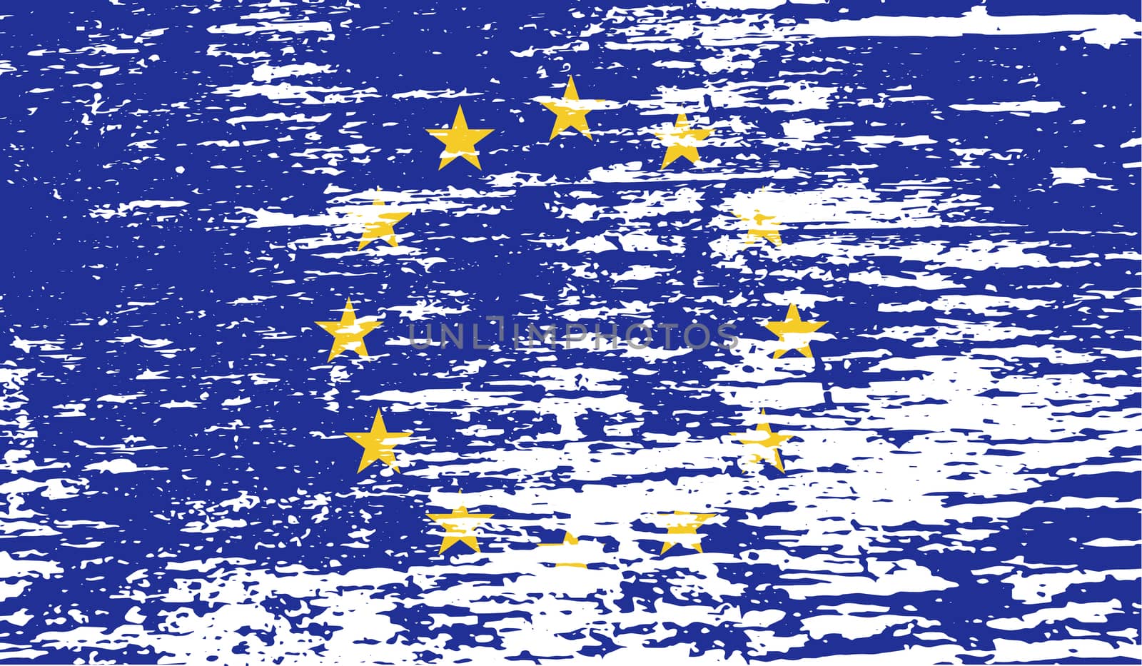 Flag of European Union with old texture.  illustration