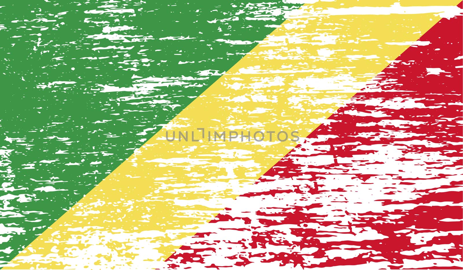 Flag of Congo Republic with old texture.  illustration