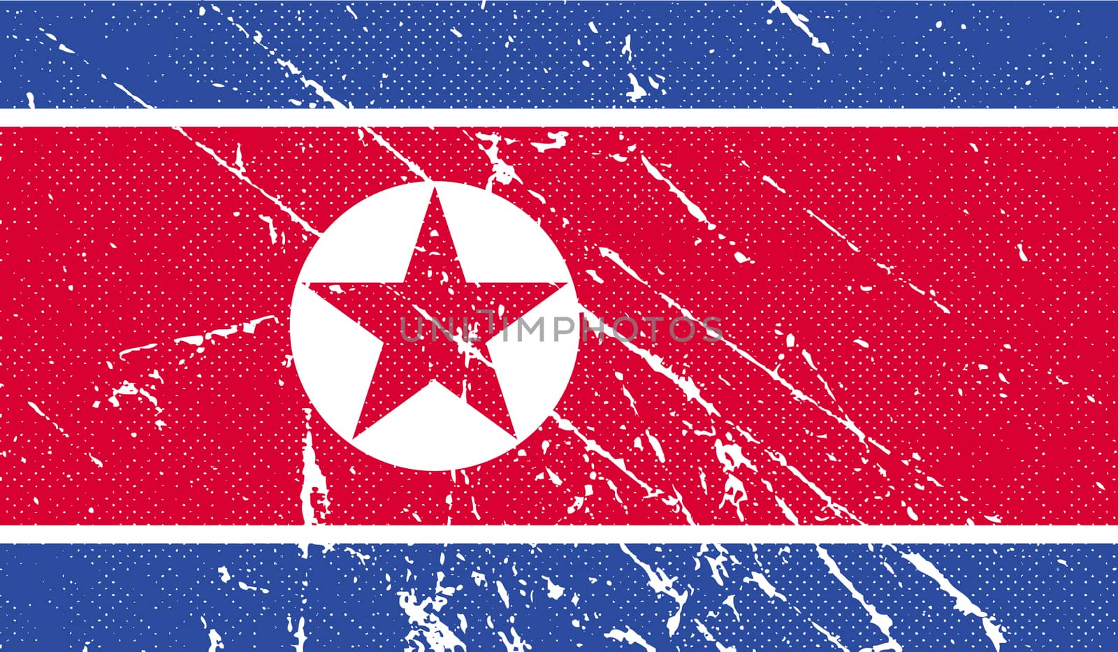 Flag of North Korea with old texture.  illustration