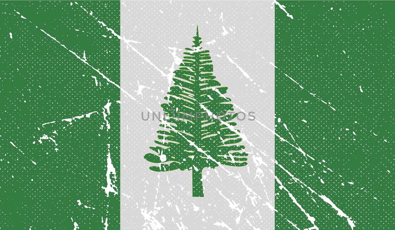 Flag of Norfolk Island with old texture.  illustration