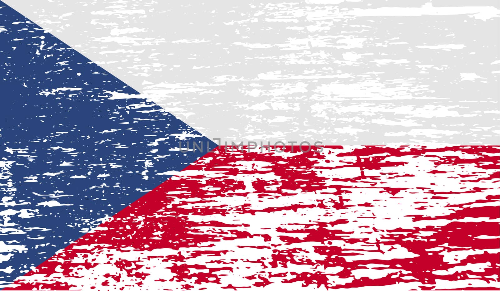 Flag of Czech Republic with old texture.  illustration