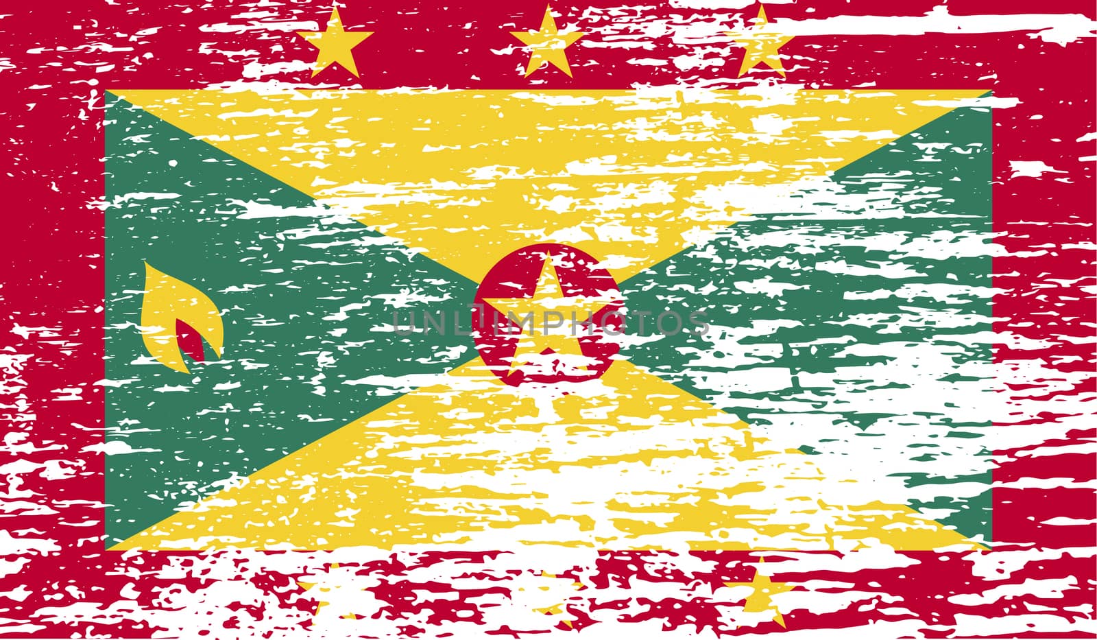 Flag of Grenada with old texture.  illustration