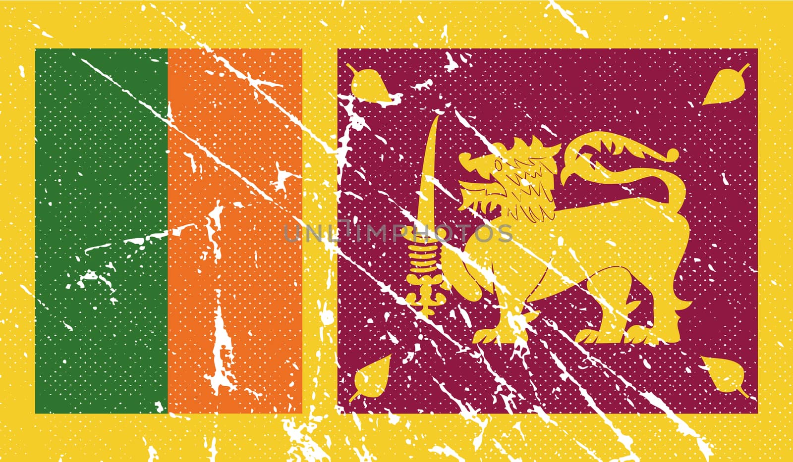 Flag of Sri Lanka with old texture.  by serhii_lohvyniuk