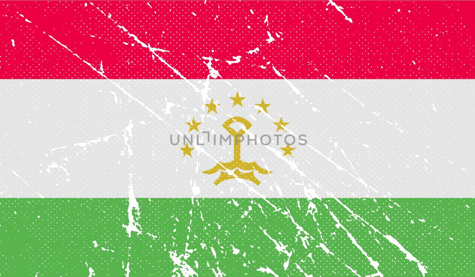 Flag of Tajikistan with old texture.  illustration