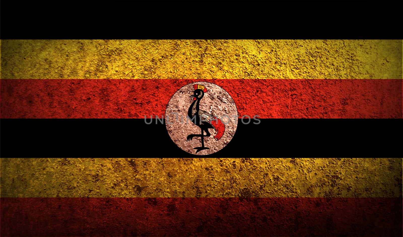Flag of Uganda with old texture.  by serhii_lohvyniuk