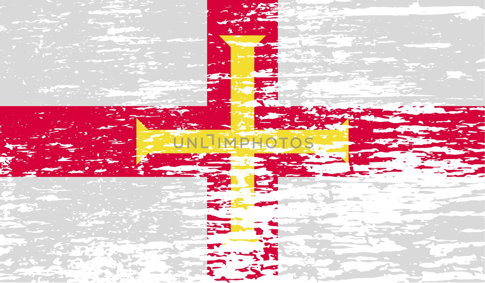 Flag of Guernsey with old texture.  illustration