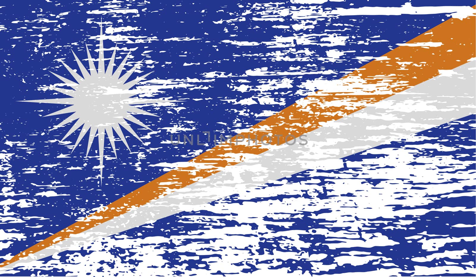 Flag of Marshall Islands with old texture.  illustration