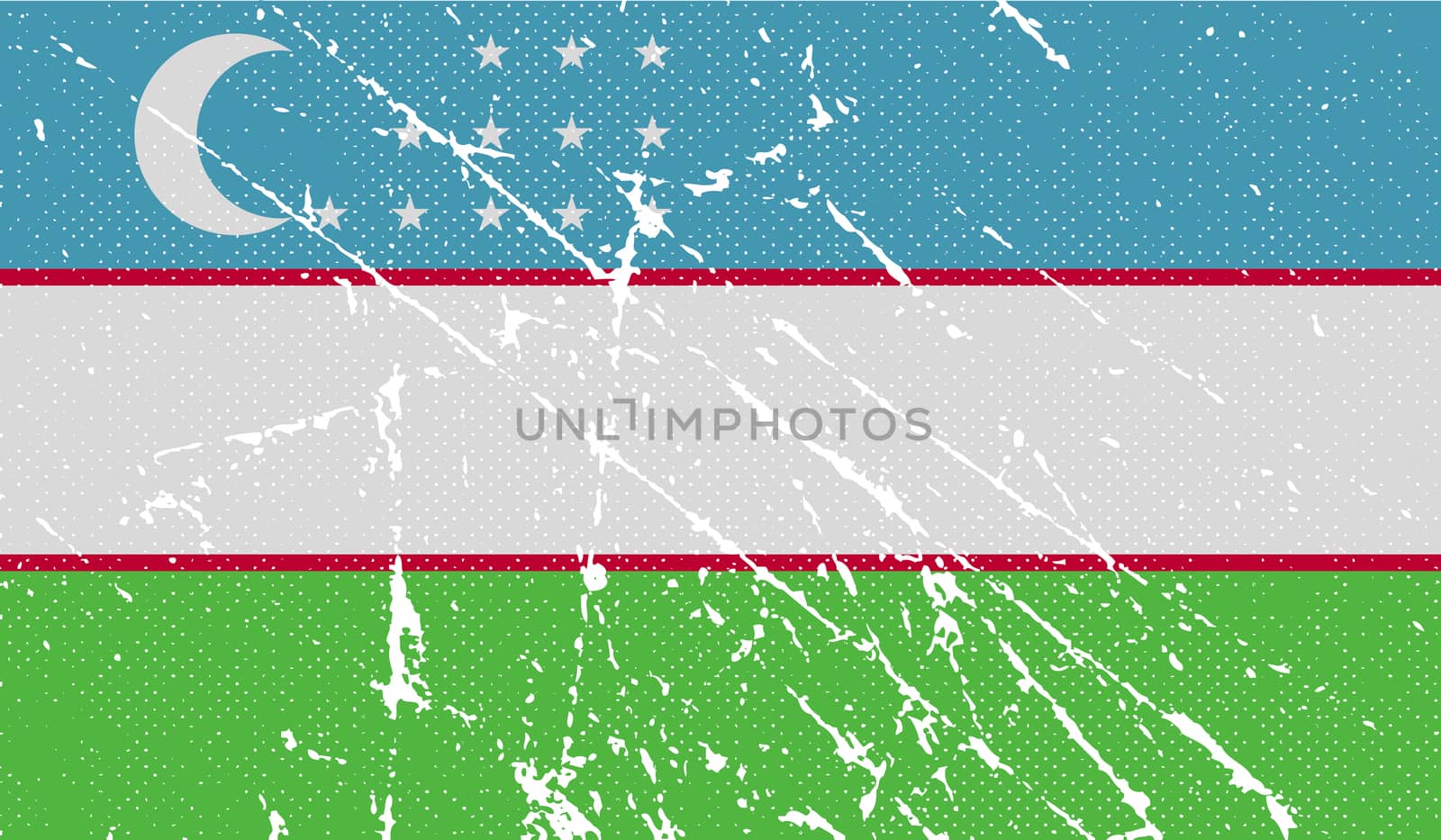 Flag of Uzbekistan with old texture.  by serhii_lohvyniuk