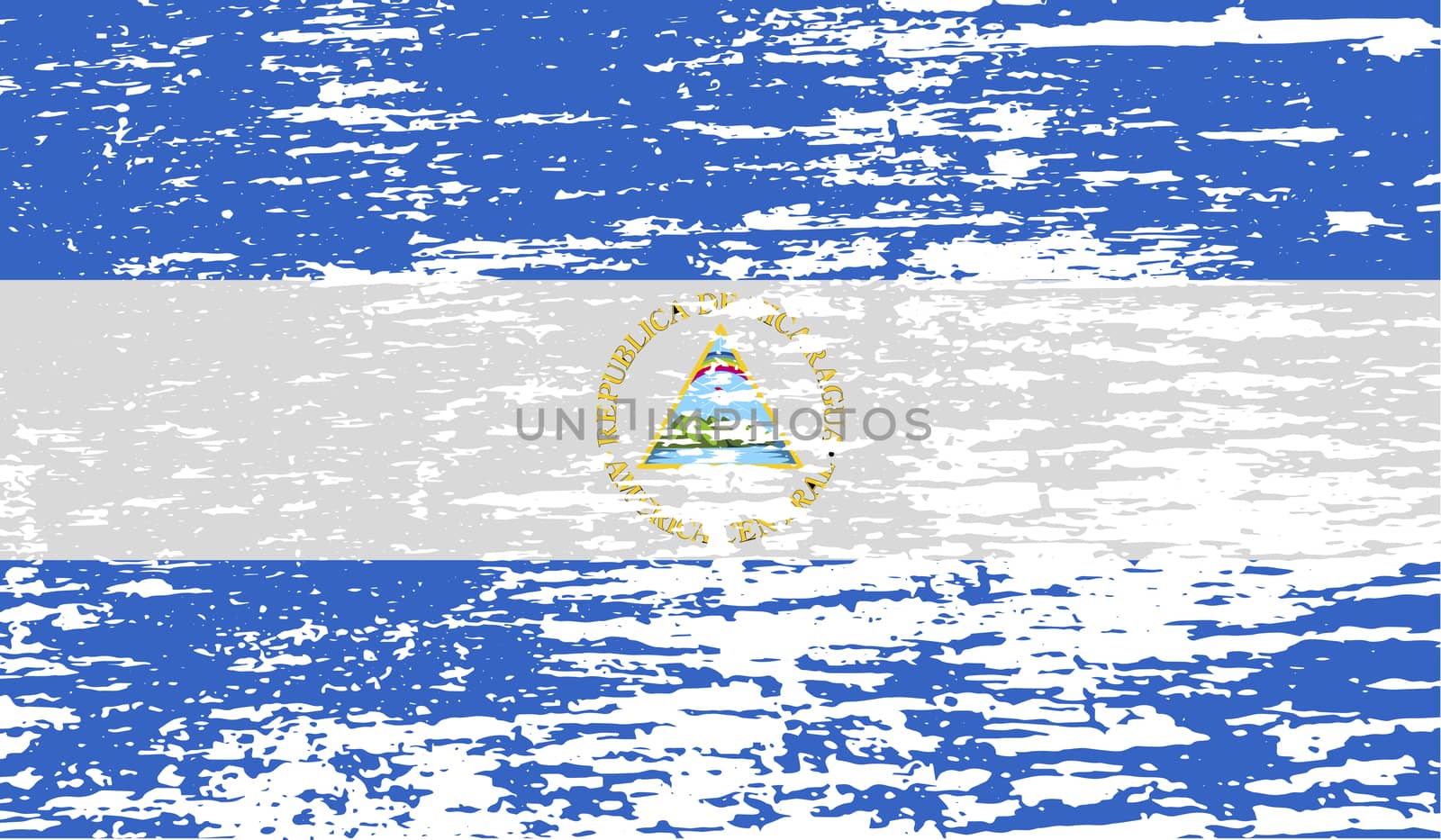 Flag of Nicaragua with old texture.  illustration