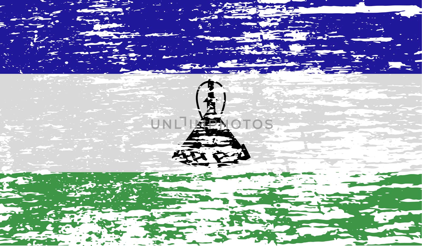 Flag of Lesotho with old texture.  illustration