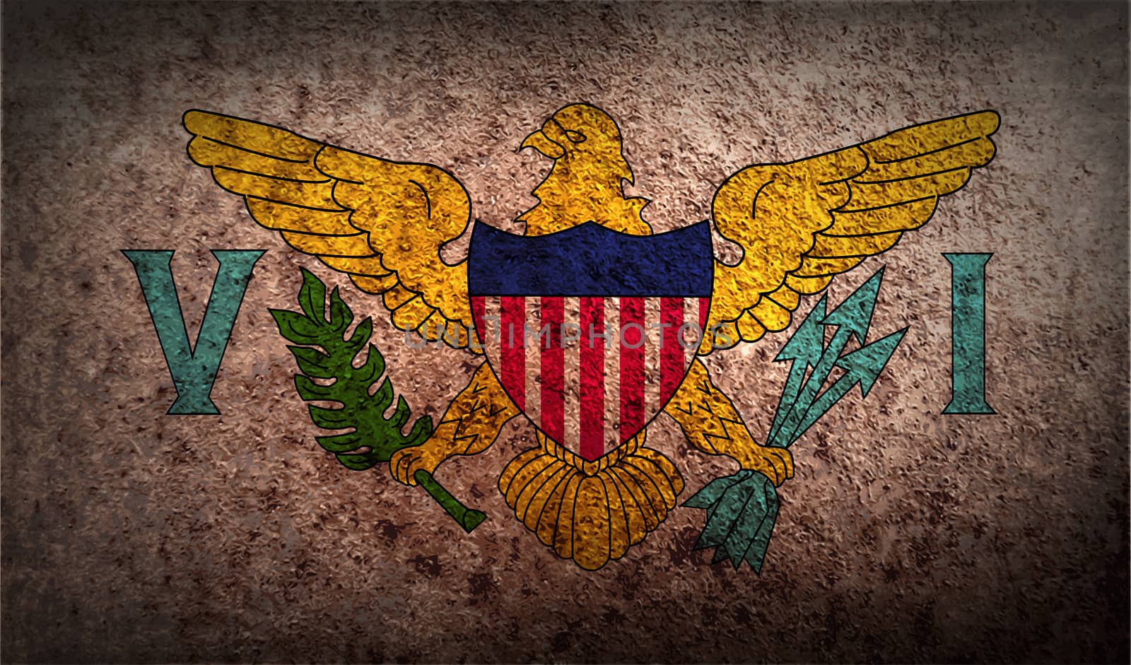 Flag of Virgin Islands US with old texture.  illustration