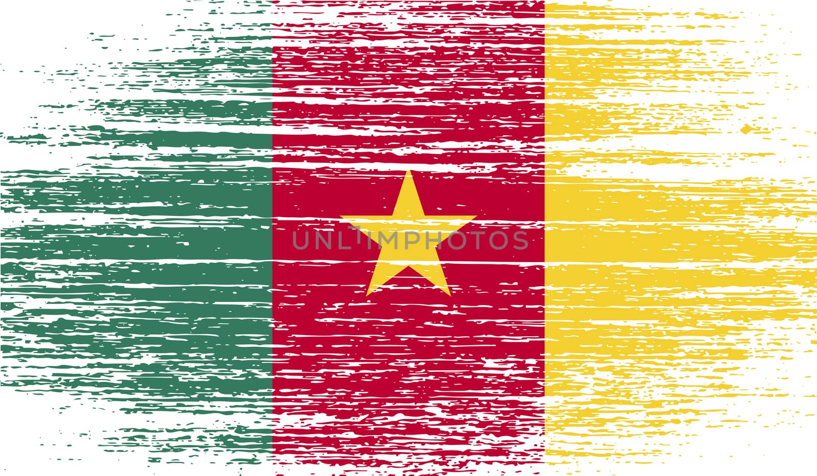 Flag of Cameroon with old texture.  illustration