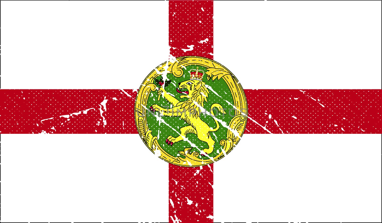 Flag of Alderney with old texture.  illustration