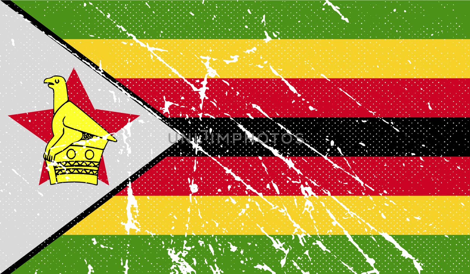 Flag of Zimbabwe with old texture.  illustration