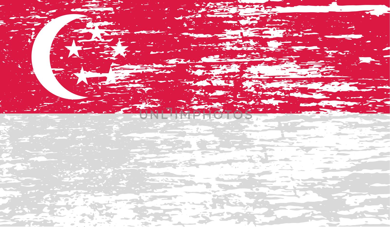 Flag Republic of Singapore with old texture.  by serhii_lohvyniuk