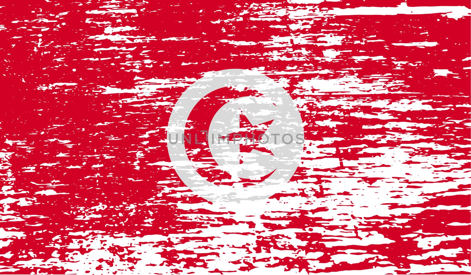 Flag of Tunisia with old texture.  illustration
