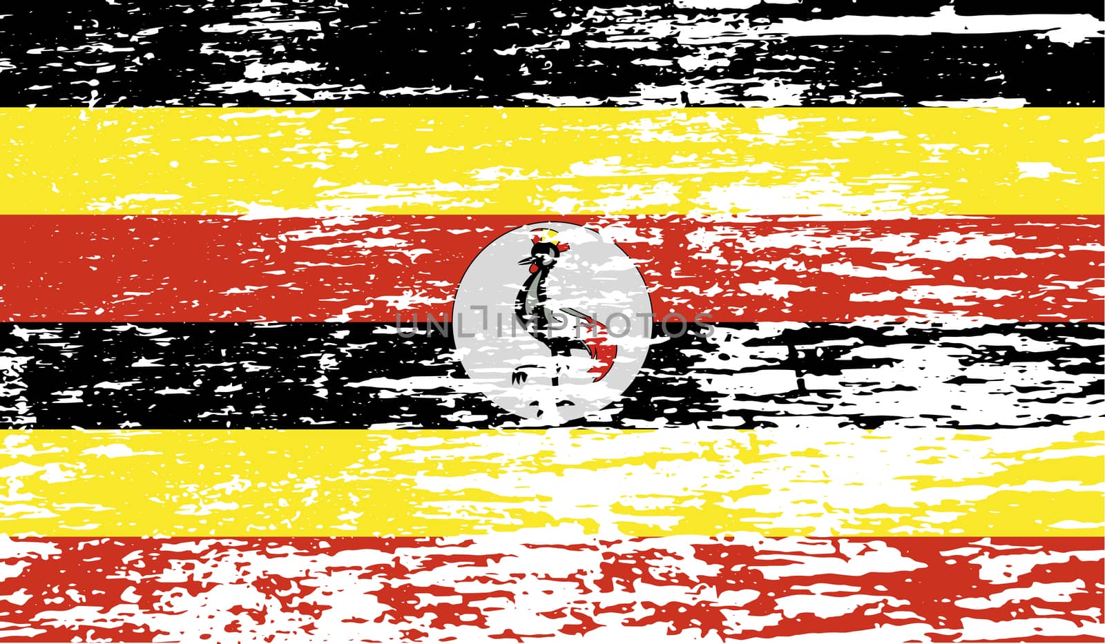 Flag of Uganda with old texture.  illustration