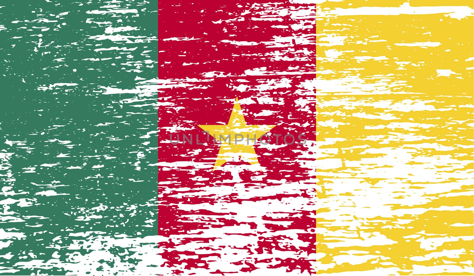 Flag of Cameroon with old texture.  illustration