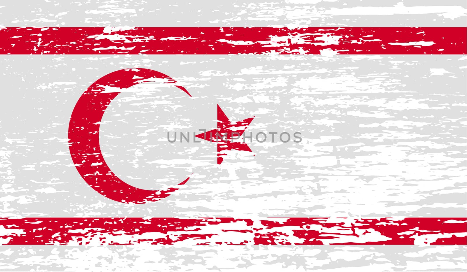 Flag of Turkish and Northern Cyprus with old texture.  illustration