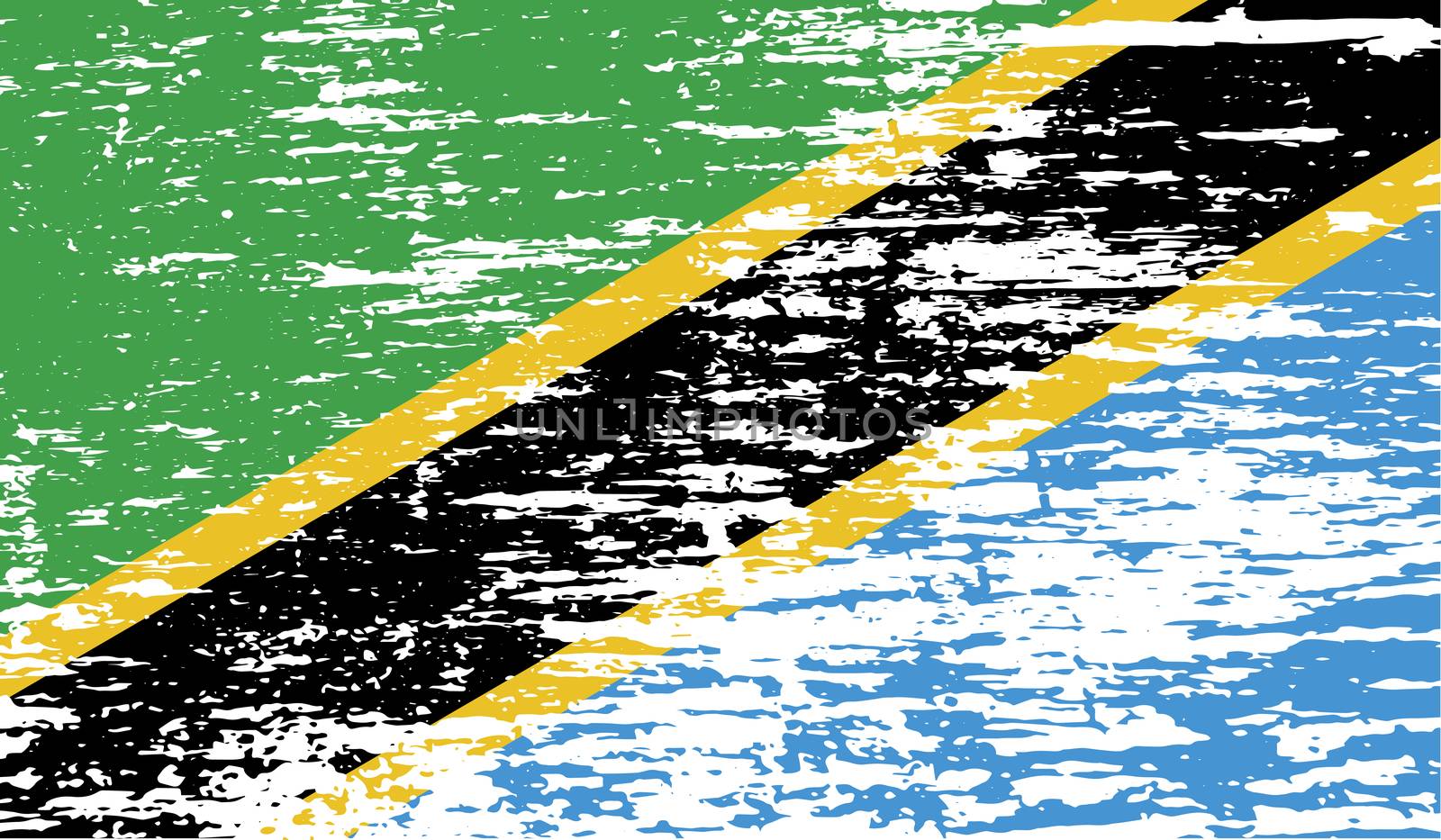 Flag of Tanzania with old texture.  illustration