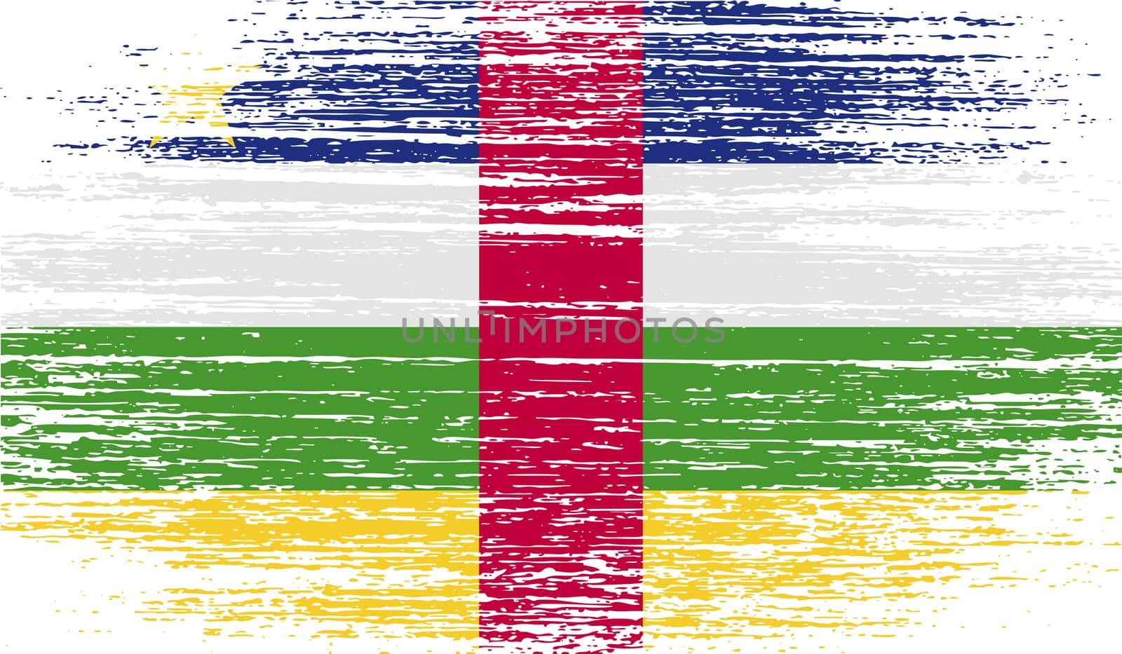 Flag of Central African Republic with old texture.  illustration