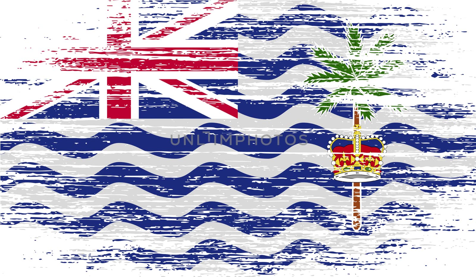 Flag of British Indian Ocean Territory with old texture.  illustration